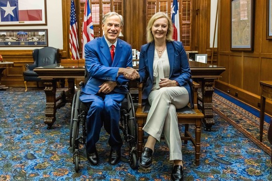 Texas Governor Greg Abbott meets former British Prime Minister Liz Truss