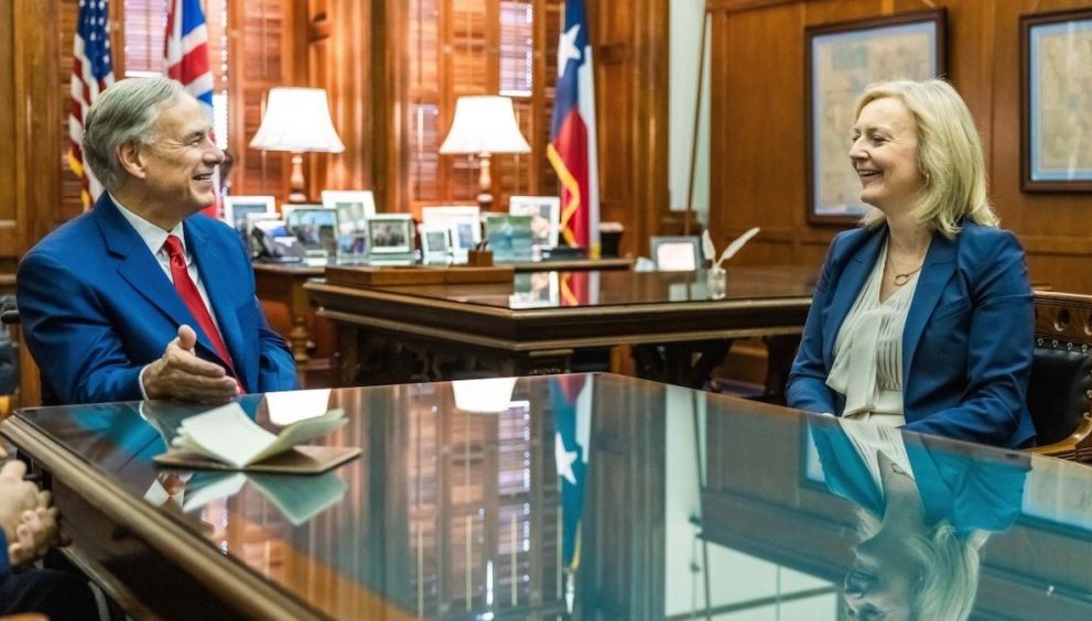Texas Governor Greg Abbott meets former British Prime Minister Liz Truss