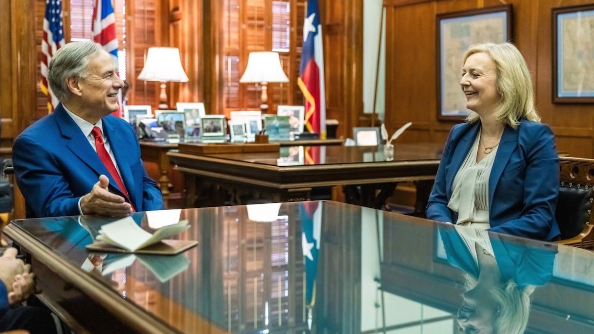 Texas Governor Greg Abbott meets former British Prime Minister Liz Truss