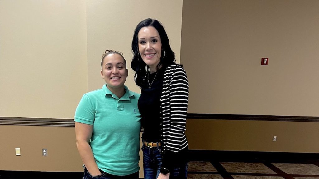Jessica Holmes and Ashley Salagado attend the Kilgore Chamber BizConnect